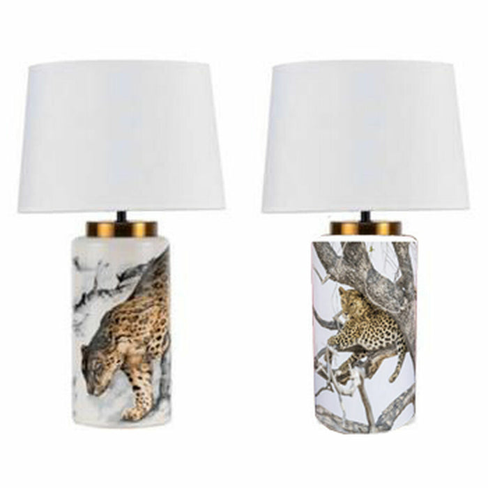 Lampă de masă DKD Home Decor 28 x 28 x 50 cm Negru Gri Metal Maro Alb Galben 220 V 50 W (2 Unități)