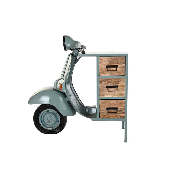 Dulap cu Sertare DKD Home Decor Albastru Metal Maro Motocicletă Lemn de mango Uzat (100 x 67 x 105 cm)