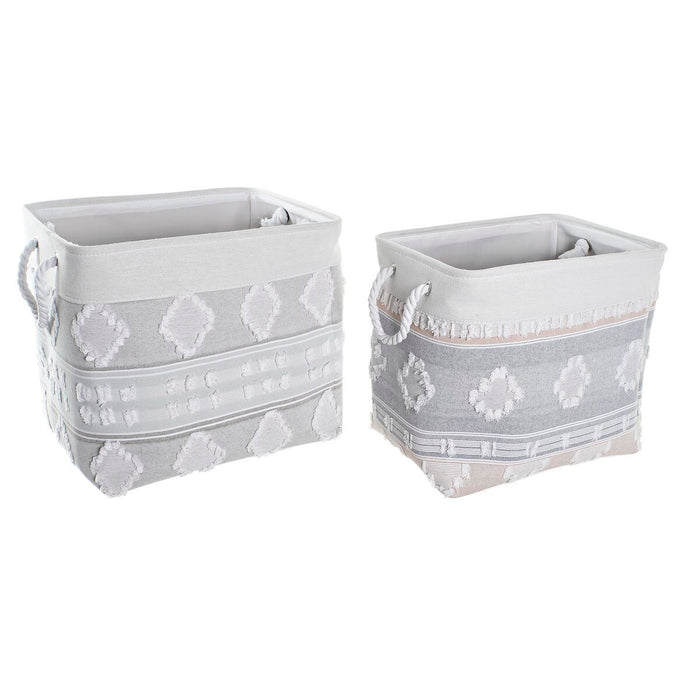 Set de Coșuri DKD Home Decor Gri Bumbac (45 x 35 x 40 cm) (2 Piese)