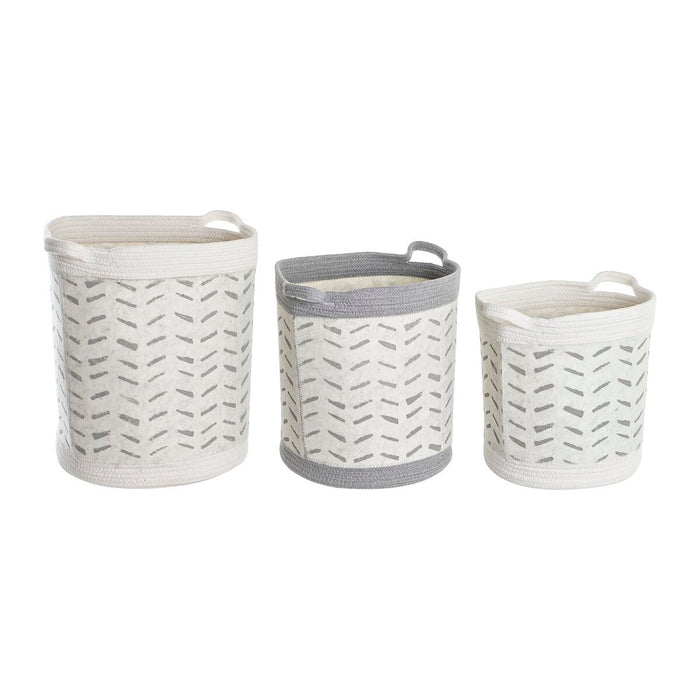 Set de Coșuri DKD Home Decor Gri Bumbac (3 Piese) (35 x 35 x 40 cm)