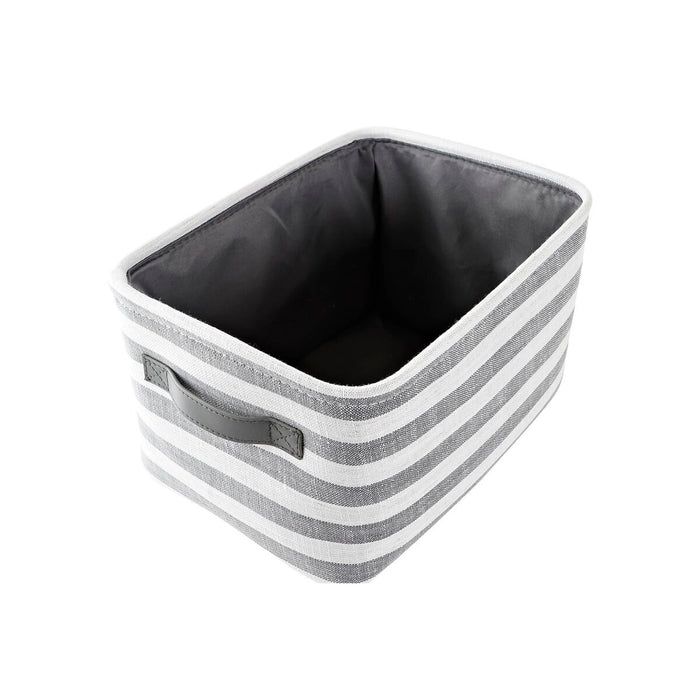 Set de Coșuri DKD Home Decor Gri Dungi Bumbac (42 x 32 x 25 cm) (3 Piese)