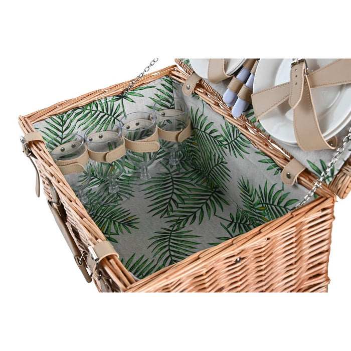 Coș DKD Home Decor Picnic Natural Verde răchită (44 x 30 x 22 cm)