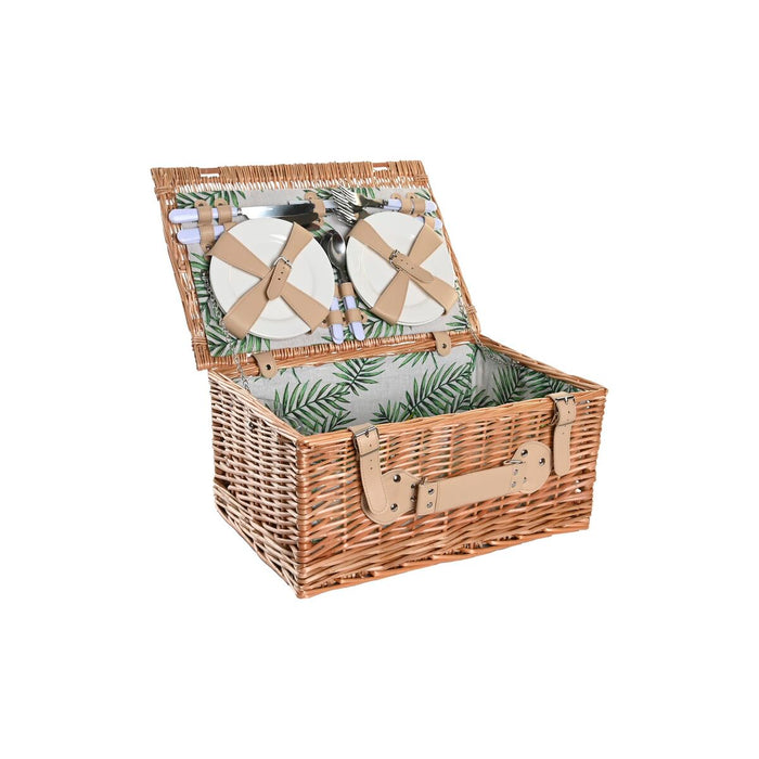 Coș DKD Home Decor Picnic Natural Verde răchită (44 x 30 x 22 cm)
