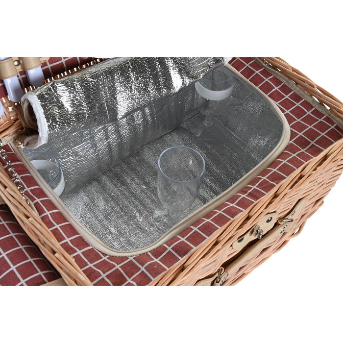 Coș DKD Home Decor Picnic Natural Roșu răchită (44 x 30 x 22 cm)