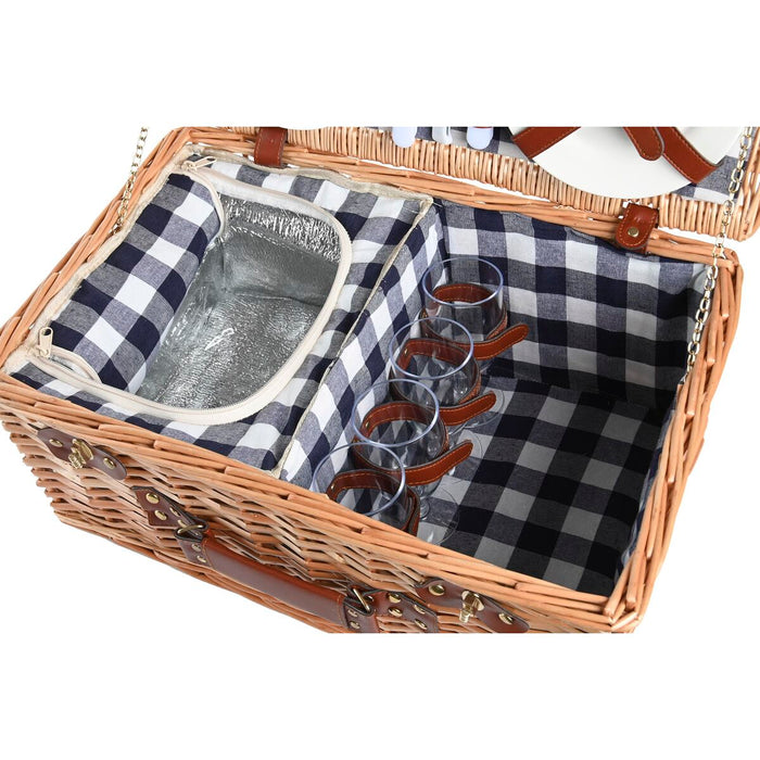 Coș DKD Home Decor Picnic Natural Albastru răchită (48 x 32 x 22 cm)