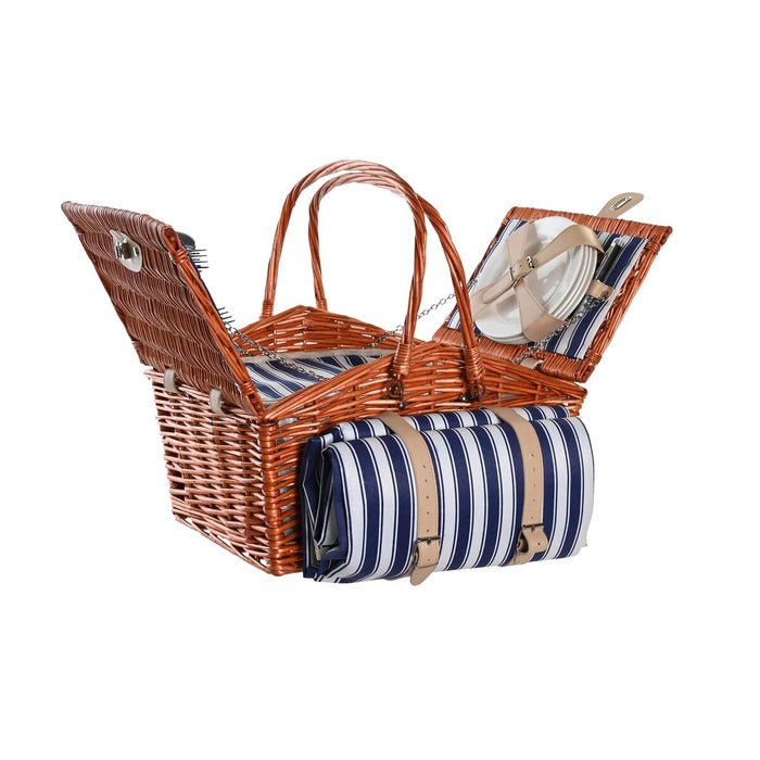 Coș DKD Home Decor Picnic Maro Bleumarin răchită 42 x 30 x 20 cm