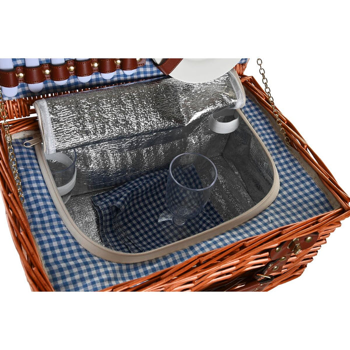 Coș DKD Home Decor Picnic Natural Albastru răchită (40 x 28 x 20 cm)