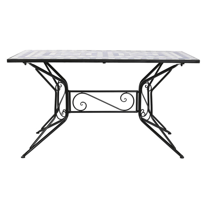 Masă de Sufragerie DKD Home Decor Exterior Albastru Ceramică Forjare 140 x 70 x 75,5 cm