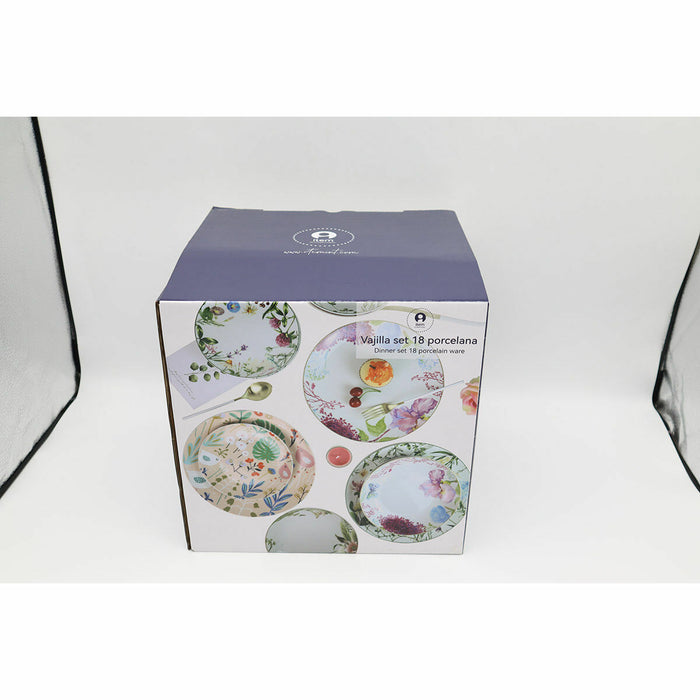 Set de farfurii DKD Home Decor Porțelan Multicolor 18 Piese (27 x 27 x 3 cm)