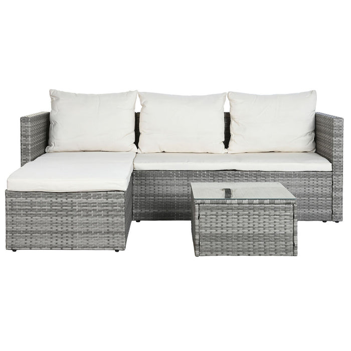 Canapea de Grădină DKD Home Decor Aluminiu Geam ratan sintetic 195 x 130 x 62 cm