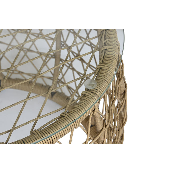 Set masă cu Trei scaune DKD Home Decor Alb 137 x 73,5 x 66,5 cm ratan sintetic Oțel