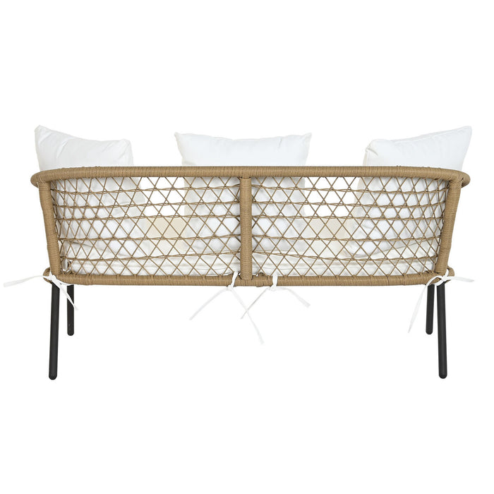 Set masă cu Trei scaune DKD Home Decor Alb 137 x 73,5 x 66,5 cm ratan sintetic Oțel