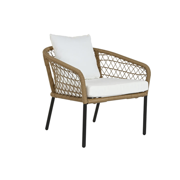 Set masă cu Trei scaune DKD Home Decor Alb 137 x 73,5 x 66,5 cm ratan sintetic Oțel