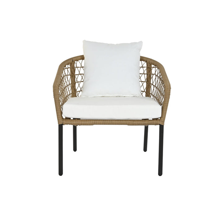 Set masă cu Trei scaune DKD Home Decor Alb 137 x 73,5 x 66,5 cm ratan sintetic Oțel