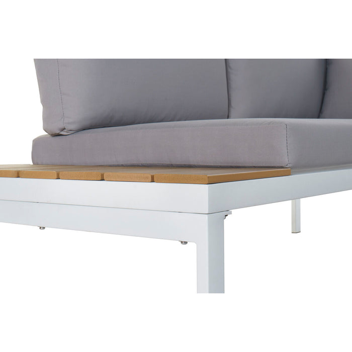 Canapea de Grădină DKD Home Decor Gri Alb Oțel Rășină (212 x 155 x 79 cm)
