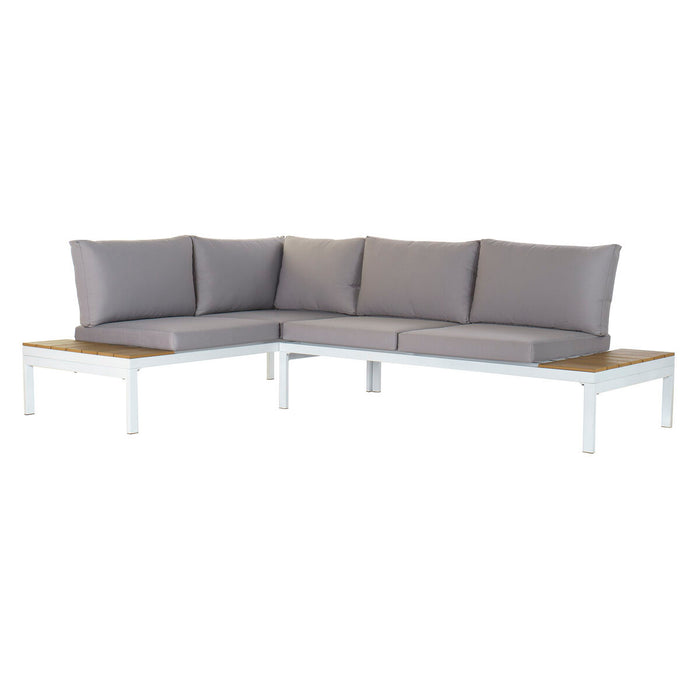 Canapea de Grădină DKD Home Decor Gri Alb Oțel Rășină (212 x 155 x 79 cm)