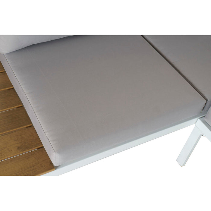 Canapea de Grădină DKD Home Decor Gri Alb Oțel Rășină (212 x 155 x 79 cm)