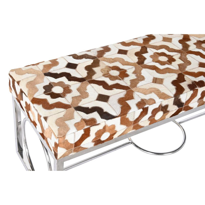 Banchetă DKD Home Decor Maro Oțel Piele Alb (122 x 41 x 44 cm)
