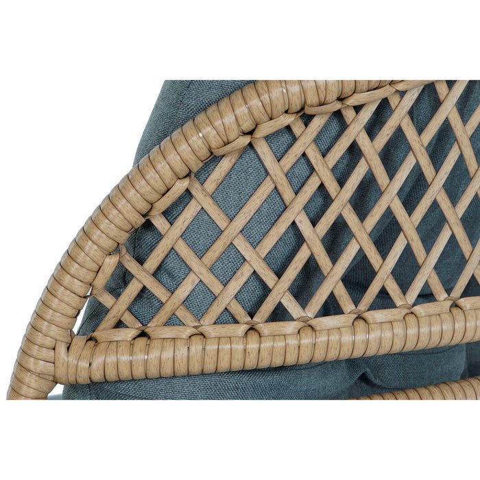 Set masă cu două scaune DKD Home Decor Gri Metal Geam ratan sintetic 55 x 55 x 47 cm