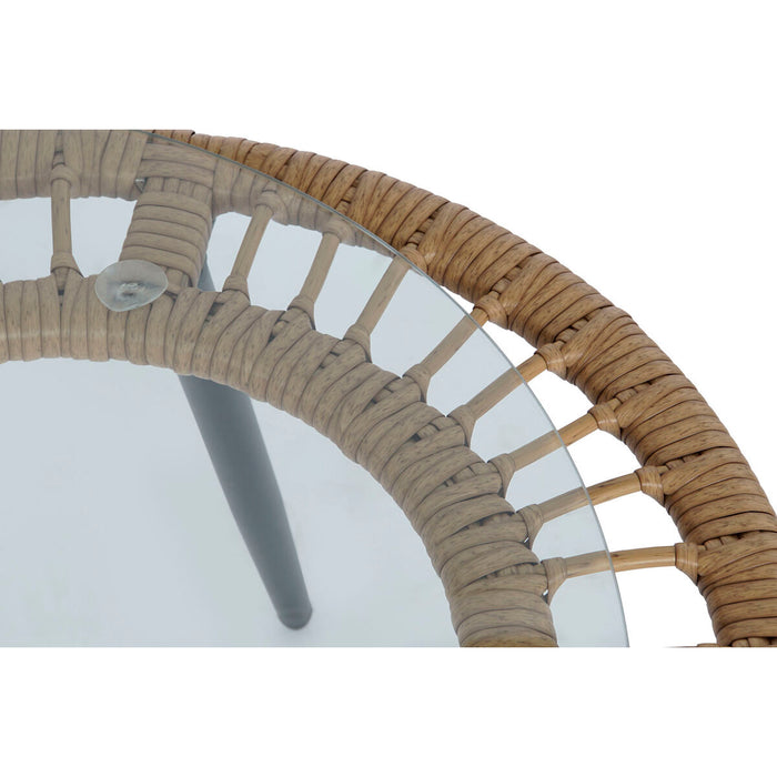 Set masă cu două scaune DKD Home Decor Gri Metal Geam ratan sintetic 55 x 55 x 47 cm