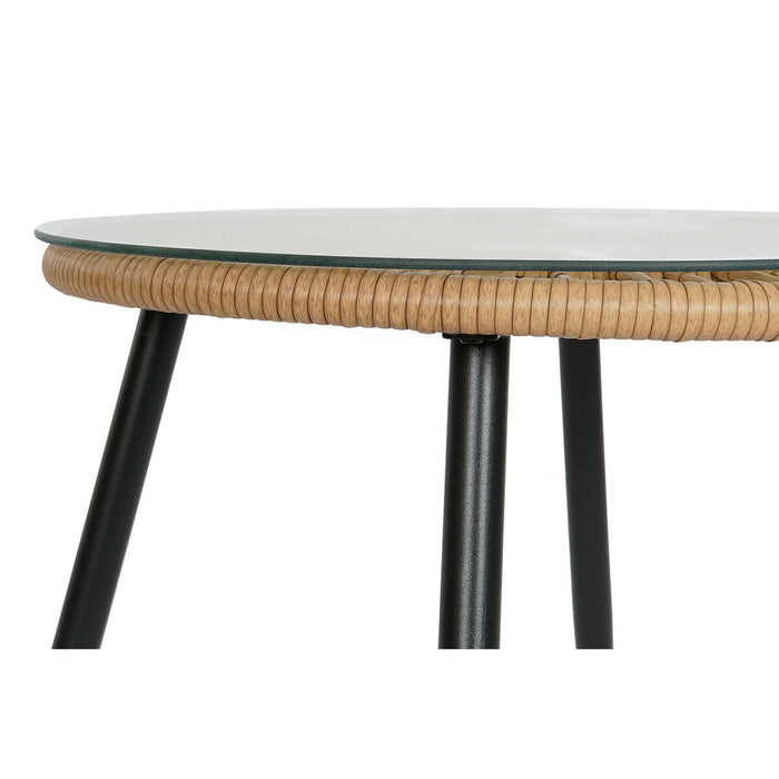 Set masă cu două scaune DKD Home Decor Gri Metal Geam ratan sintetic 55 x 55 x 47 cm