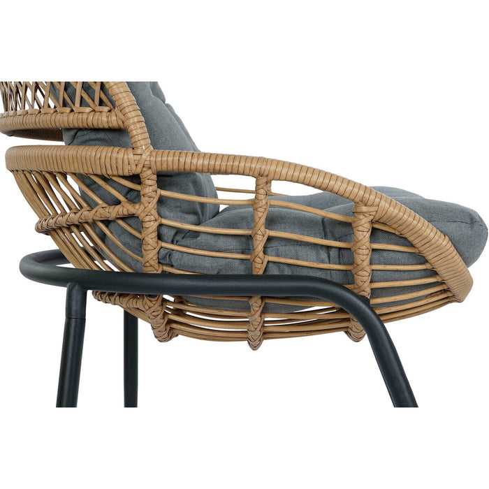 Set masă cu două scaune DKD Home Decor Gri Metal Geam ratan sintetic 55 x 55 x 47 cm