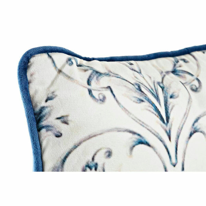 Pernă DKD Home Decor Albastru Alb Pătrat Květiny Neoclasic 45 x 10 x 45 cm