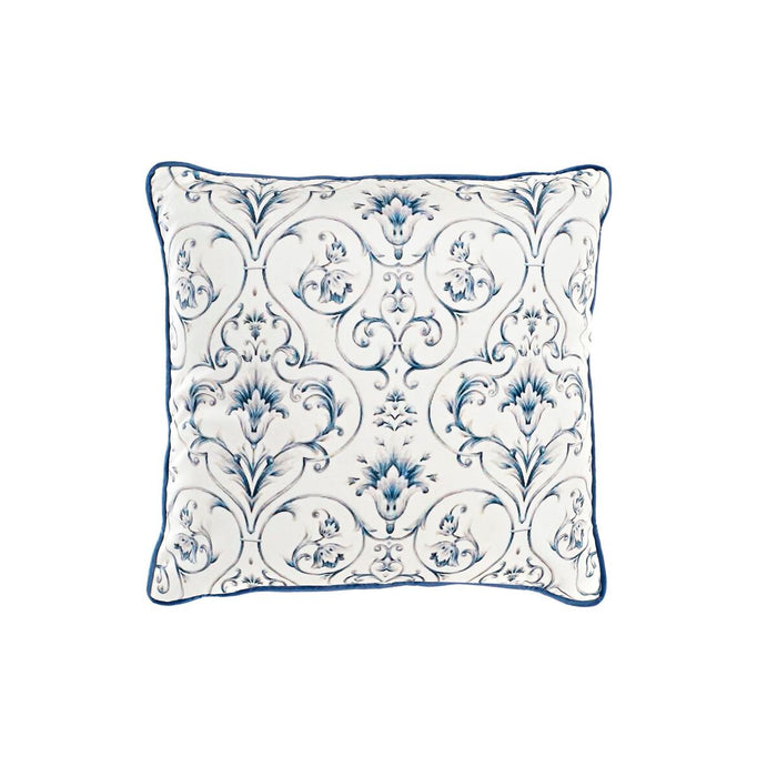 Pernă DKD Home Decor Albastru Alb Pătrat Květiny Neoclasic 45 x 10 x 45 cm