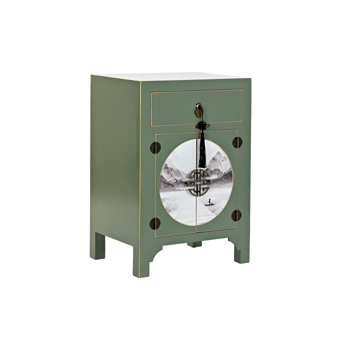 Noptieră DKD Home Decor Brad Auriu* Metal Alb Verde Lemn MDF