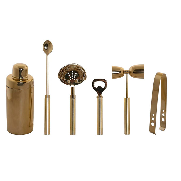 Set Pentru Cocktail DKD Home Decor 30 x 10 x 28 cm Oțel inoxidabil Cupru Alb Marmură
