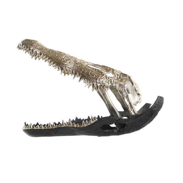 Figură Decorativă DKD Home Decor Șampanie Aluminiu Gri închis Bicolor Crocodil (55 x 26 x 39 cm)