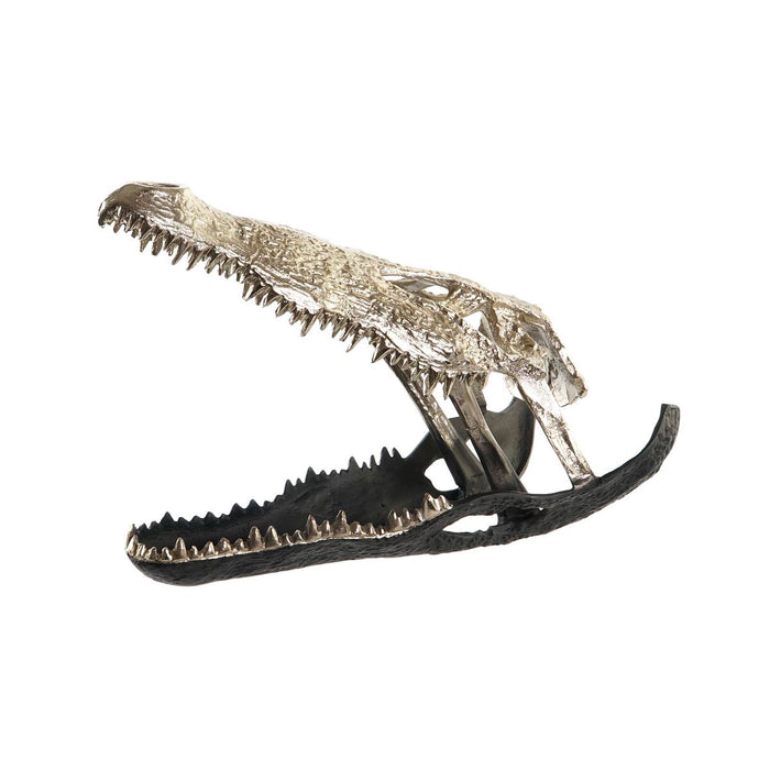 Figură Decorativă DKD Home Decor Șampanie Aluminiu Gri închis Bicolor Crocodil (55 x 26 x 39 cm)