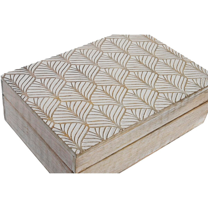 Set de Cutii Decorative DKD Home Decor Maro Alb Lemn de mango 25 x 17 x 8 cm (2 Unități)