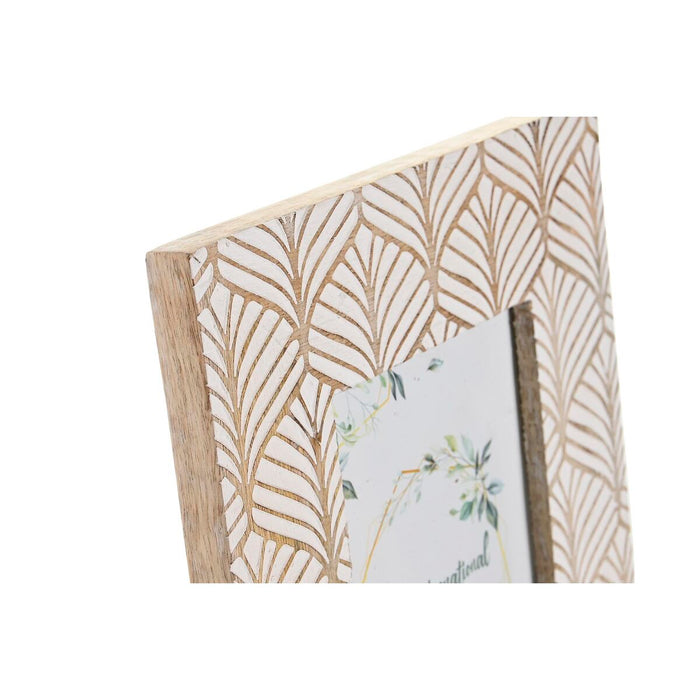 Ramă Foto DKD Home Decor 22,5 x 2 x 28 cm Geam Maro Alb Lemn de mango Urban