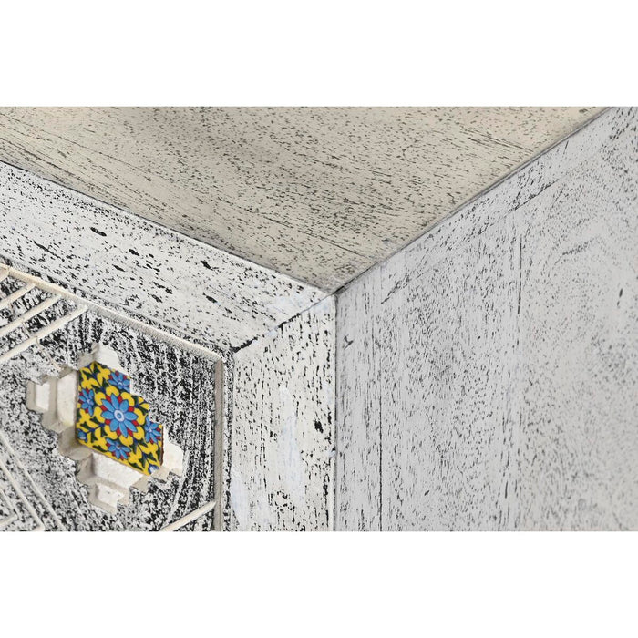 Mobilă TV DKD Home Decor Alb Bej Gri Multicolor Ceramică Lemn de mango 130 x 40 x 56 cm