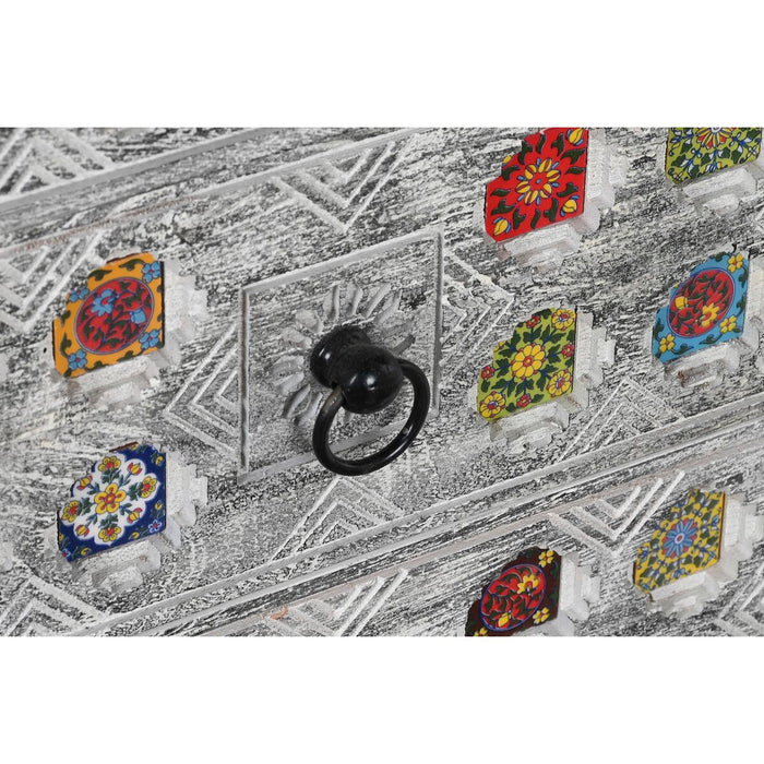 Dulap cu Sertare DKD Home Decor Alb Gri Ceramică Lemn de mango Indian 45 x 35 x 107 cm