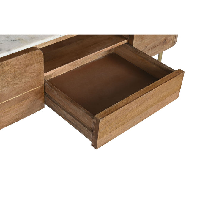 Mobilă TV DKD Home Decor Auriu* Alb Maro Deschis Marmură Lemn de mango (145 x 42 x 48 cm)