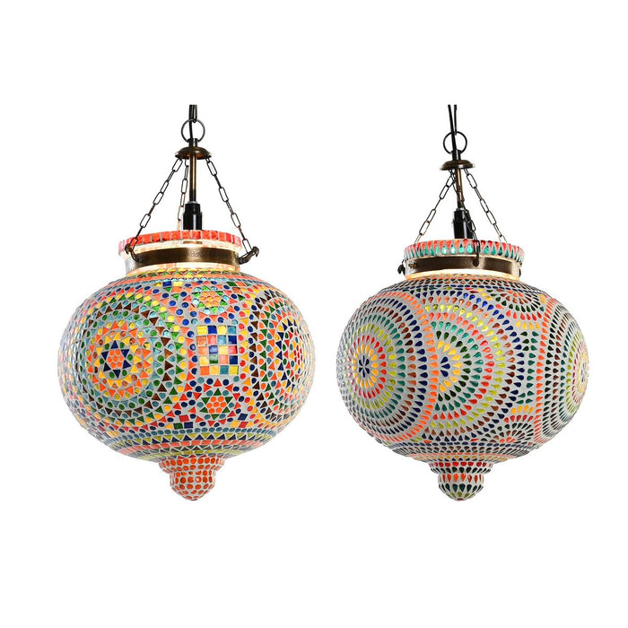 Lustră DKD Home Decor Geam Multicolor 25 W 29 x 29 x 29 cm (2 Unități)