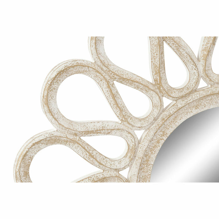 Oglindă de perete DKD Home Decor Unde Alb Lemn MDF murat (76 x 2 x 76 cm)