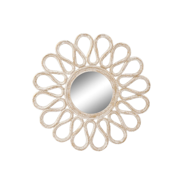 Oglindă de perete DKD Home Decor Unde Alb Lemn MDF murat (76 x 2 x 76 cm)