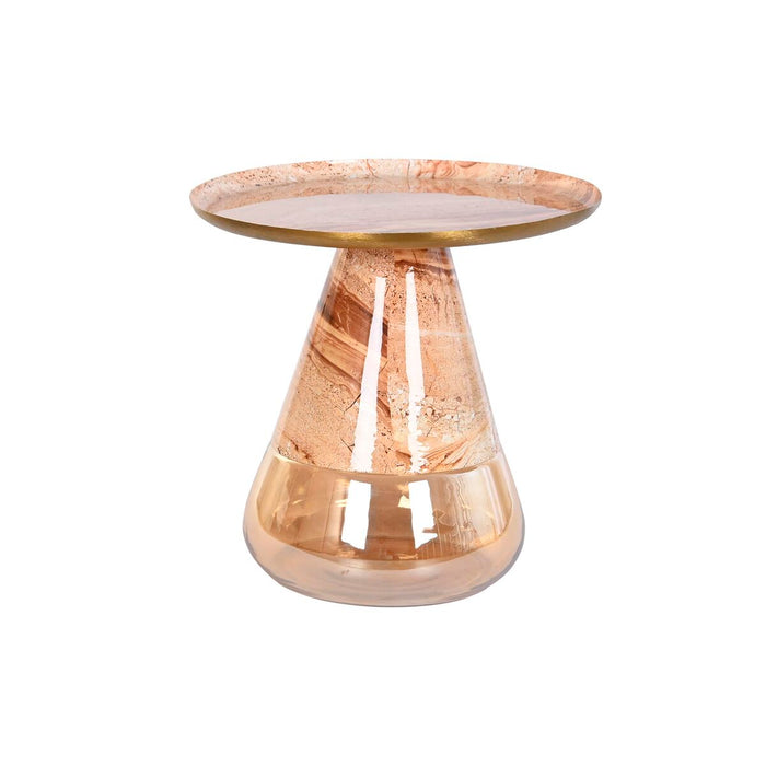 Masa laterală DKD Home Decor Geam Bicolor Fier 50 x 50 x 49 cm
