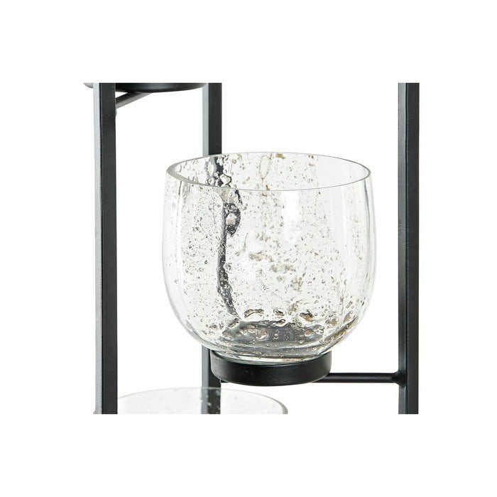 Suport de Lumânări DKD Home Decor Geam Negru Transparent 18 x 18 x 76 cm Fier