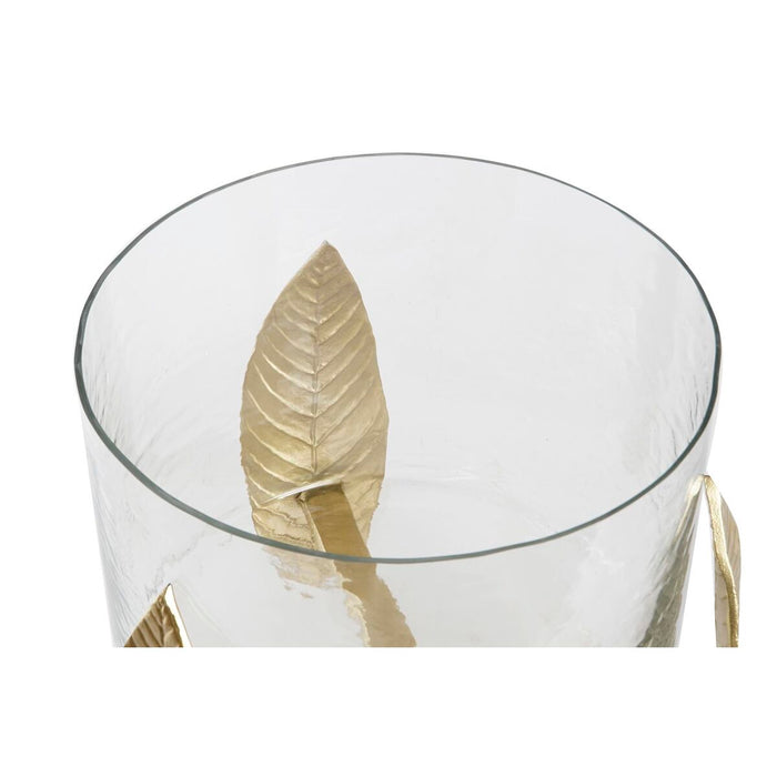 Suport de Lumânări DKD Home Decor Geam Aluminiu (26 x 26 x 27 cm)