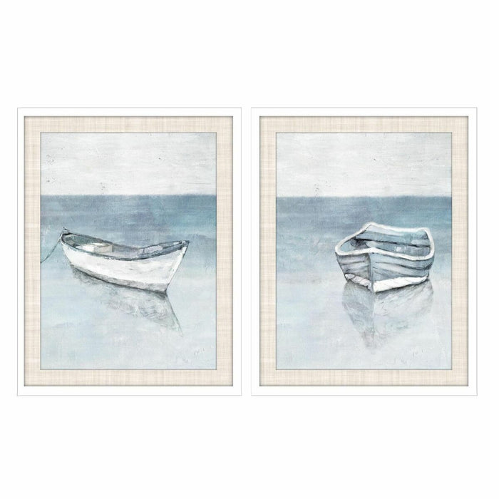 Tablou DKD Home Decor 55 x 2,5 x 70 cm Barco Mediterană (2 Unități)