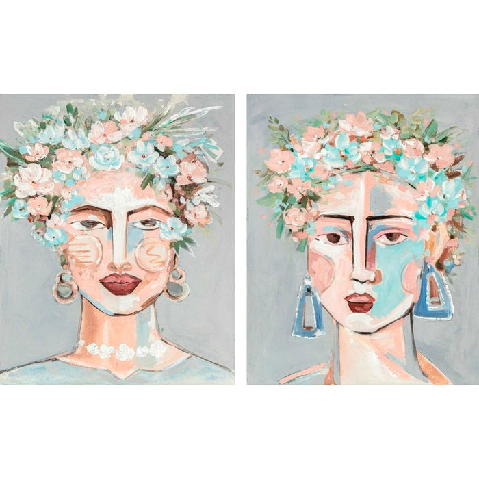 Pânză DKD Home Decor Květiny Modern 80 x 3,7 x 100 cm (2 Unități)