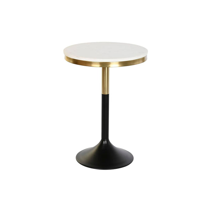Masa laterală DKD Home Decor Negru Auriu* Metal Alb Marmură (40,5 x 40,5 x 57,5 cm)