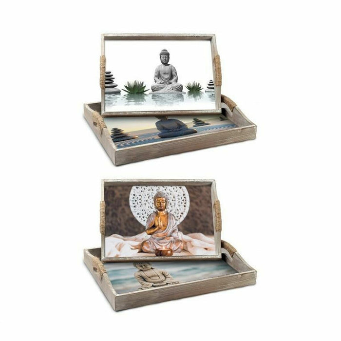 Set de Tăvi DKD Home Decor 40 x 30 x 6 cm Lemn MDF (2 Unități)