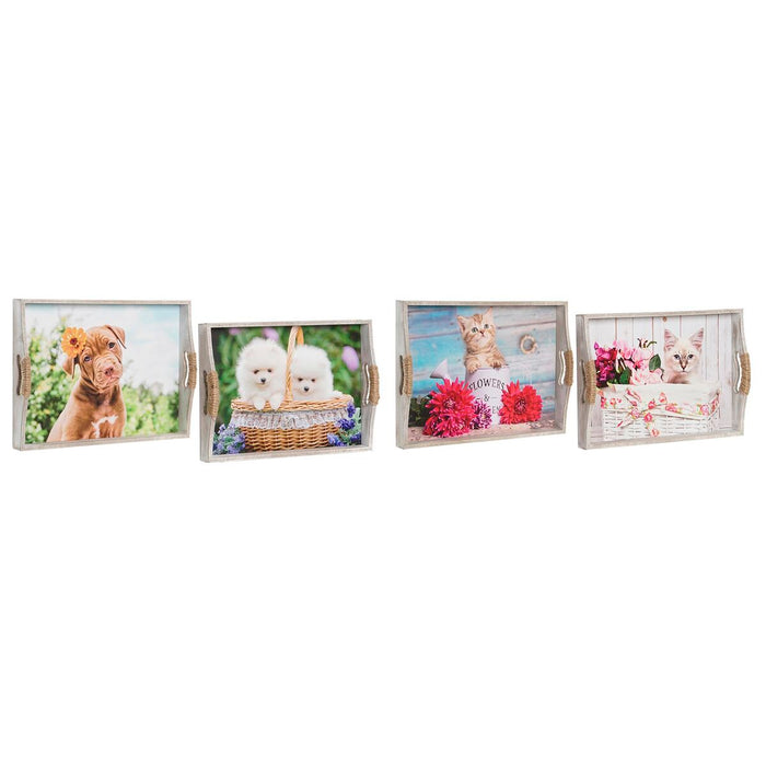 Set de Tăvi DKD Home Decor Multicolor 40 x 30 x 6 cm Lemn MDF (2 Unități)