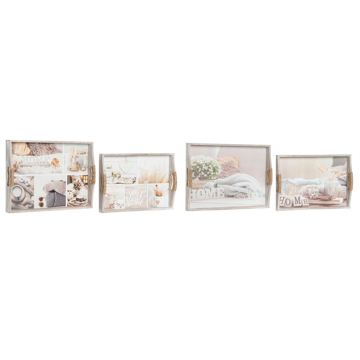 Set de Tăvi DKD Home Decor Bej 40 x 30 x 6 cm Lemn MDF (2 Unități)