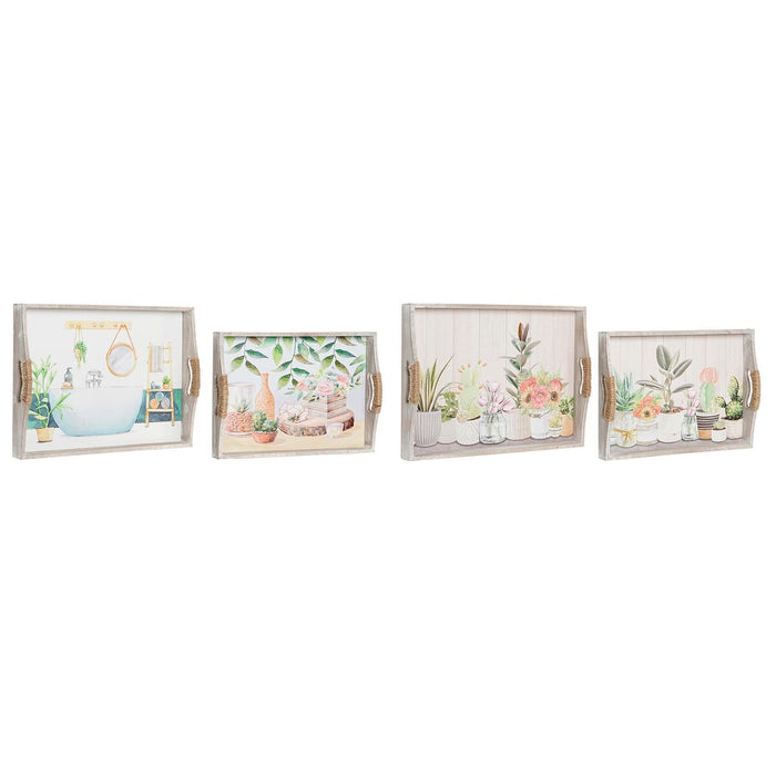 Set de Tăvi DKD Home Decor 40 x 30 x 6 cm Lemn MDF (2 Unități)